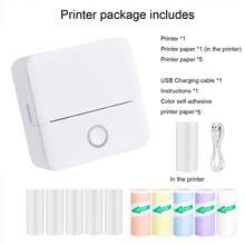 Mini Printer Sticker Printer Portable Thermal Printer Inkless Pocket Printer Compatible With IOS & Android For Memos, Photos, Study Notes, Images, Labels - Multicolor - View 21