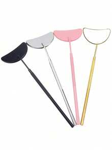 1pc Crescent Shaped Eyelash Extension Inspection Mirror, Stainless Steel Eyelash Inspection Mirror - Multicolor - View 3