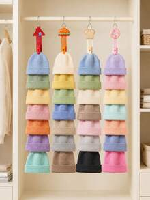 Hanging Hat Storage Strap With Clips, Wall-Mounted Hat Rack Closet Organizer, Space-Saving Hat Hooks Home Storage Accessories, Includes 1 Random Wall Hook - View 1