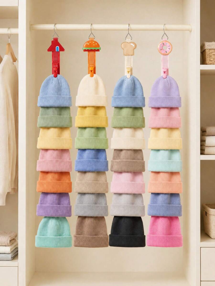 Hanging Hat Storage Strap With Clips, Wall-Mounted Hat Rack Closet Organizer, Space-Saving Hat Hooks Home Storage Accessories, Includes 1 Random Wall Hook - View 1