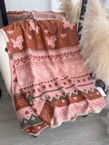 1pc Faux Cashmere Multi-Color Cute Horse Pattern Jacquard Warm Scarf For Women, Air Conditioning Room Blanket, Autumn/Winter Outdoor Bohemian Style Travel Cold Protection Neck Warmer, Soft Decorative Scarf Shawl Dual-Use, Suitable For Daily Matching, First Choice For Gift Giving - Multicolor - View 5