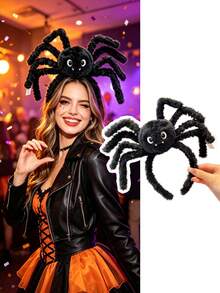 1pc Halloween Plush Spider Headband, Cute & Funny Halloween Bow Party Hair Accessory - Multicolor - View 3