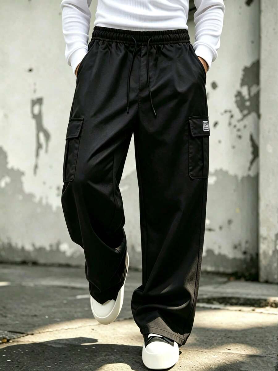 Men's Cargo Pants, Multi-Pocket Design, Outdoor Commute Versatile Long Pants - Black - View 1