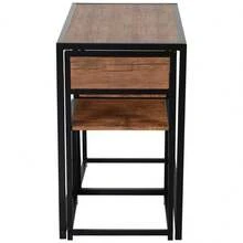 Dining Table And Chairs Set 2, Dining Room Sets, Rectangular Space Saving Table And 2 Chairs Compact Kitchens, Steel Frame, On-Site - Natural Wood + Engineered Wood - View 7