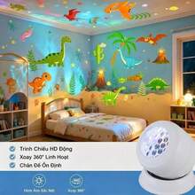 Dynamic Dinosaur Projection Light USB Plug-In Night Light, 360° Adjustable Angle, Whole Room Dinosaur Projection Lamp, Suitable For Living Room, Party Decoration, Birthday And Christmas Gifts - White - View 6