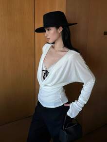 Early Autumn Sheer Scoop Neck T-Shirt Women Slim Fit Flattering Sexy Top, Layering With Innerwear Required - White - View 3