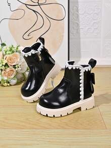 1 Pair Girls' Autumn/Winter Non-Slip Warm Chelsea Boots - Black - View 7