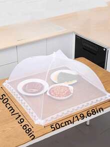 Foldable Stainless Steel Food Cover Tent With Lace Trim, Large Insect Protection Cover, Suitable For Outdoor Parties, Picnics, Barbecues And Camping, Kitchen Storage Accessory - White - View 10