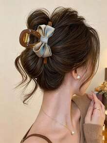 2/1pc Fashion Bow Hair Clip Hair Claw, Multi-Functional High-End Texture, Suitable For Daily And Outdoor Use - Multicolor - View 3