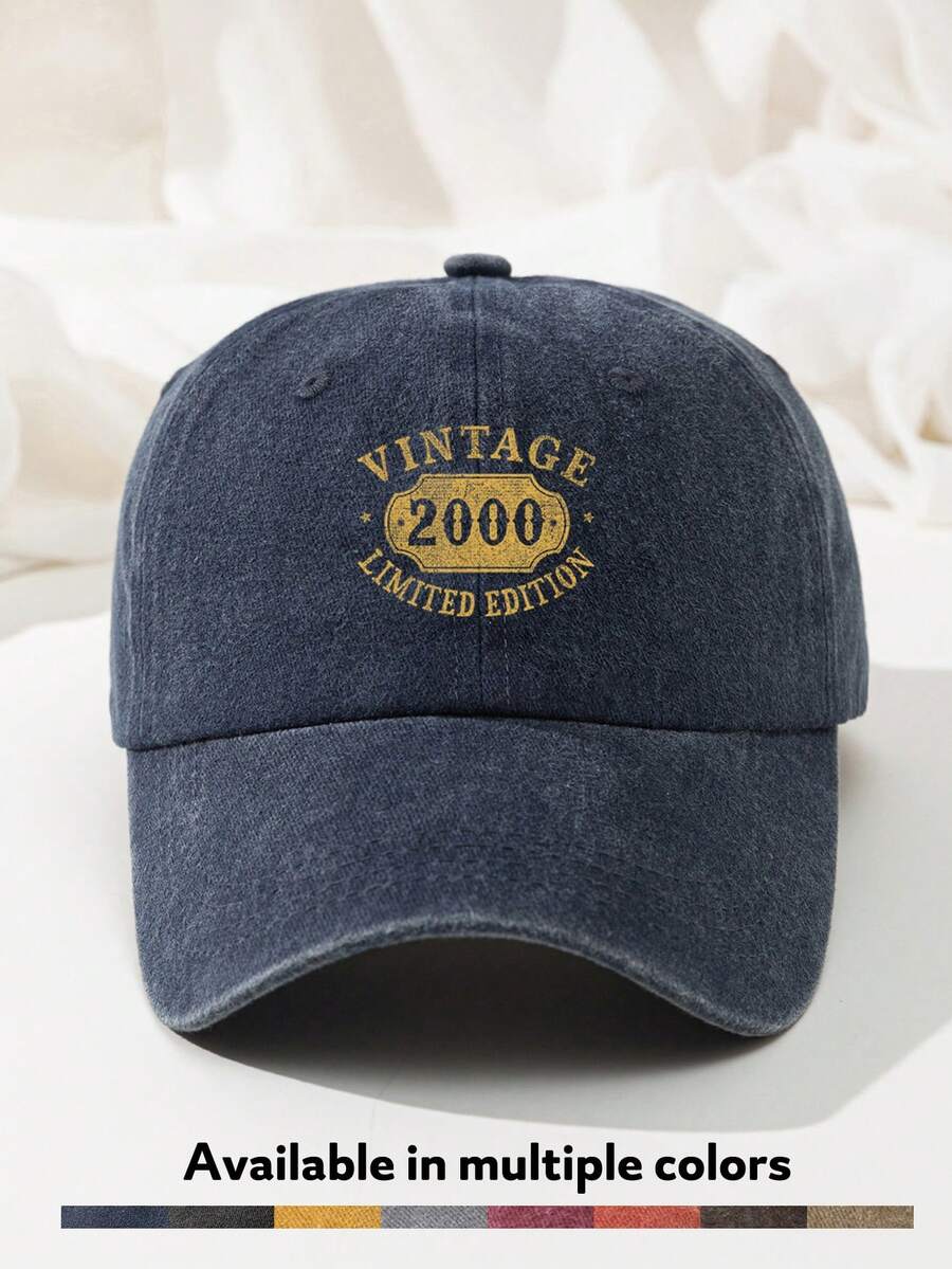 1pc Vintage 2000 Limited Edition Baseball Cap, Washed Polyester Dad Hat For Men Women, Retro 2000 Birthday Gifts Distressed Trucker Cap Sun Hat - A - View 1
