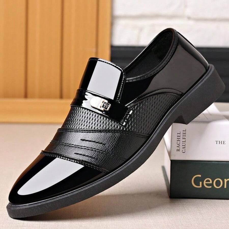 GAN AI Zapatos Oxford Hombre Suela Gruesa Elegantes para Traje, Oficina y Fiesta - Blanco y Negro - Ver 1