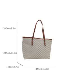 Luxurious Large Capacity Tote Bag With Letter Prints, Perfect For Women's Everyday Commuting, Spring And Summer - White - View 3
