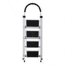Escalera Telescópica de Acero de 4 Escalones, Color Blanco, Diseño Plegable y Compacto para Hogar, Ideal para Cocina, Armarios y Estantes, Estructura Estable, Resistente y Fácil de Guardar - Blanco - Ver 6