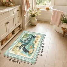 1pc Turtle Pattern Printed Faux Cashmere Kitchen Mat, Absorbent Kitchen Floor Mat, Kitchen Carpet, Long Runner Rug, Sink Front Mat, Suitable For Kitchen, Bathroom, Entryway, Hallway, Laundry Room And Home Decor - Multicolor - View 10