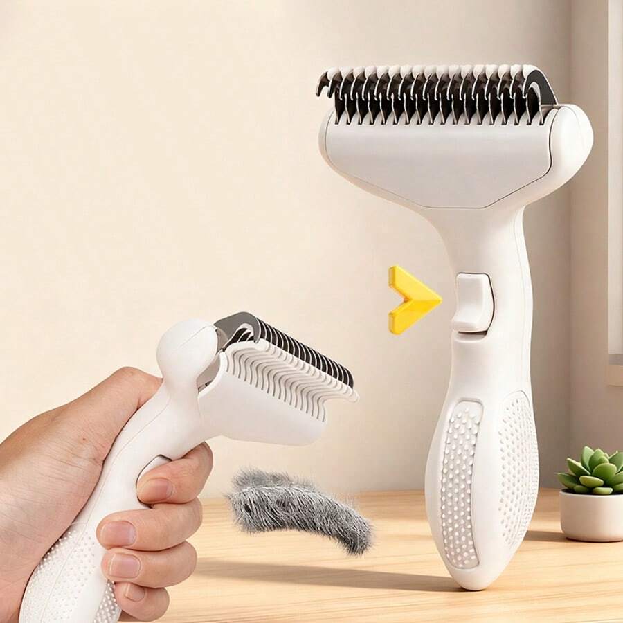 Pet Detangling Comb, Pet Grooming Brush For Cats And Dogs, De-Shedding Tool, Effective De-Shedding For Long-Haired And Short-Haired Pets (Including Puppies And Kittens)