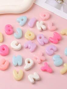 80pcs Colorful 3D Letter Beads, Unique Design Acrylic Large Hole Letter Beads, English Letter Beads, Loose Beads For Necklace, Bracelet And Phone Charm Chain - Jewelry Making Beads - Multicolor - View 8