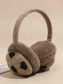 1PC Soccer Style Plush Earflap Warm Ear Muffs, Suitable For Outdoor Skiing, Cycling, Daily Wear With Embroidered Design - Multicolor - View 5
