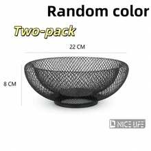 Black Metal Fruit Basket, Round Hollow Mesh Countertop Fruit Bowl, 3 Sizes Available, Fruit Holder With Stable Base, Ventilated Metal Storage Bowl For Fruits, Snacks And Tabletop Home Decorations - Black - View 12