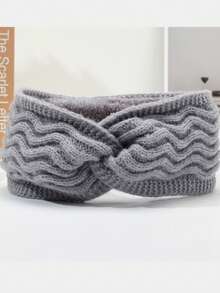 1PC New Fashion Thermal Lined Solid Color Warm Ear-Protective Wide Band Knitted Acrylic Headband Hair Accessory For Autumn/Winter Sports - As Shown - View 18