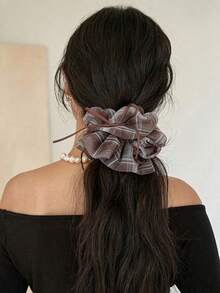 Academy Style Retro Plaid Pattern Scrunchie Hair Accessory, Spring/Summer New Fashion Versatile Hair Band, Made Of High Elasticity Rubber Material, Suitable For Ponytail And Other Hairstyles. Autumn/Winter Decorative Hair Accessory Headpiece Fashion Women's Hair Accessory, Ideal Gift Suitable For Work, Business, Commuting - Multicolor - View 6