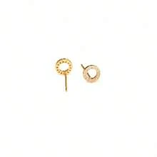 1 Pair Gold Hollow Circle Rhinestone Stud Earrings, Korean Style Lightweight Luxury Small Hoop Sparkling Earrings For Daily Commute - Gold - View 5