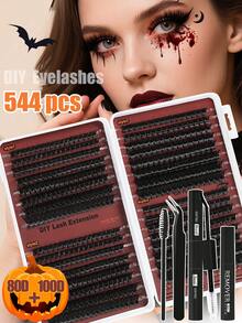 Recommended Platform Bestseller: This Large-Capacity Eyelash Extension Set Contains 544 Clusters, Coming As A Full DIY Eyelash Grafting Tool Kit For Home Use. - Black - View 1