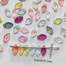 120pcs Multicolor Golden‑Fleck Leaf‑Shaped Acrylic Through‑Hole Loose Beads For DIY Bracelets, Phone Charms, Keychains Handmade Craft Supplie - Multicolor - View 4