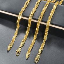 1pc 14K Gold Plated Hollow Woven Necklace, Classic Luxury, Suitable For Women And Men For Daily Wear, Party, Commuting - Gold - View 2