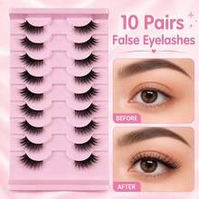 10 Pairs Half Lashes Fluffy, Dense, Naturally Curled, Slender, Fox Like, European And American Style, Soft And Enlarged Eyes, Reusable, Essential For Daily Commuting Makeup, Portable And Suitable For Various Occasions - View 12