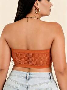 EssElegance Plus Size Strapless Push-Up Bra, Wireless Non-Slip Front Closure Seamless Bandeau Bra, Comfortable Everyday Style - Burnt Orange - View 4