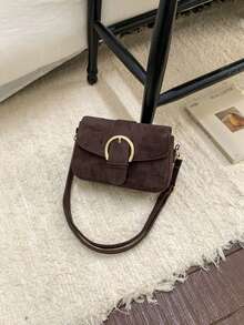 Women's Flap Small Handbag, Fashion Belt Buckle Decor Square Bag, Shoulder Crossbody Bag,Bags For Woman,Brown Bag - Coffee Brown - View 3