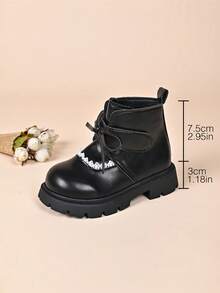 1 Pair Girls' Princess Boots, Autumn/Winter Ankle Boots, Warm Winter Boots For Toddlers And Little Girls - Black - View 7