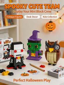 Particle Assembly, Halloween Theme Multiple Fun Figurines, Quirky And Eye-Catching Designs, Can Be Assembled And Displayed, Home Desktop Decor, Suitable For Building Block Enthusiasts Leisure Play, Perfect For Halloween, Christmas, Thanksgiving And Back To School Gifts - Multicolor - View 4