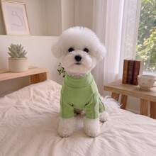 Reflective Strip Four-Legged High Collar Dog Home & Outdoor Base Layer Pet Jumpsuit, Warm For Autumn/Winter, Suitable For Small To Medium Dogs - Green - View 5
