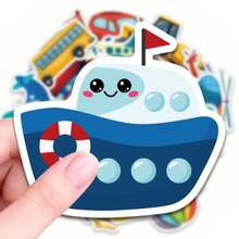 50pcs Car Building Block Stickers, Suitable For Laptop, Water Bottle, Luggage, Helmet, Notebook And Other DIY Creative Toys - Multicolor - View 1