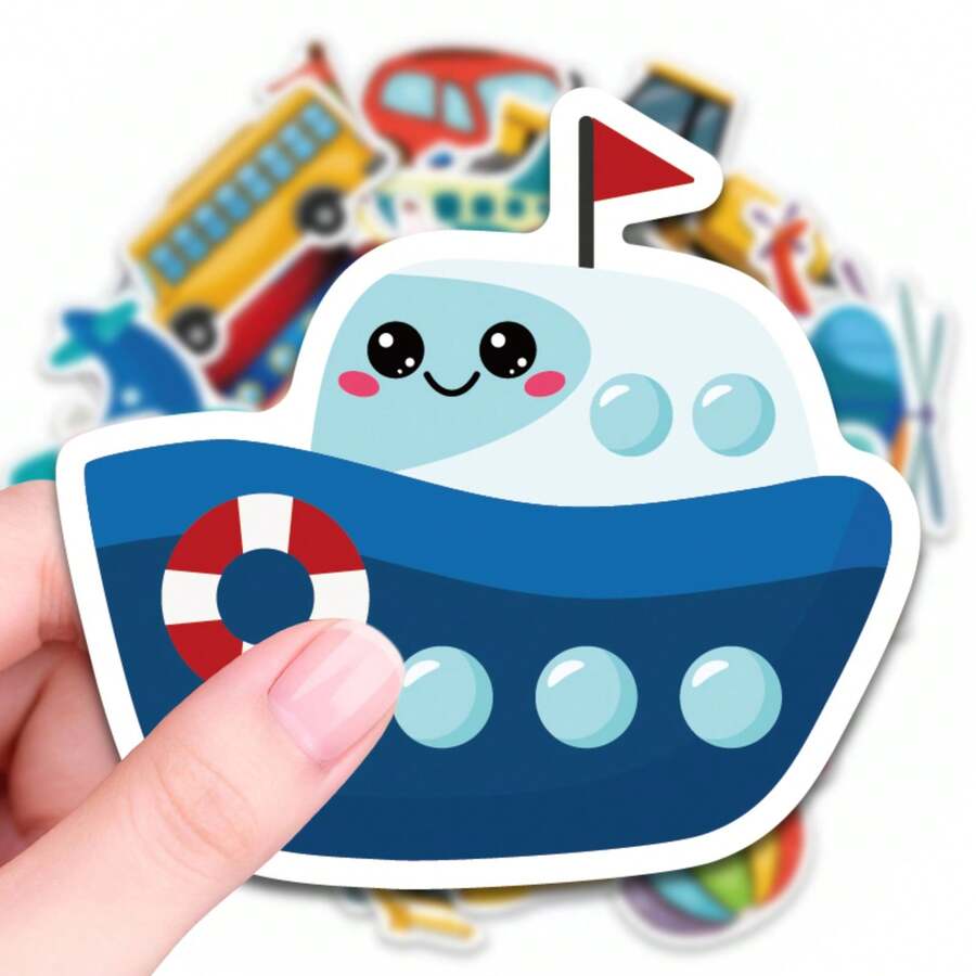 50pcs Car Building Block Stickers, Suitable For Laptop, Water Bottle, Luggage, Helmet, Notebook And Other DIY Creative Toys - Multicolor - View 1