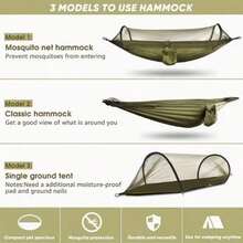 1pc Camping Hammock With Built‑In Mosquito Bug Net, Portable Lightweight Parachute Nylon Hanging Bed, Anti‑Insect Hammock Tent With Side Storage Pocket, Outdoor Swing Bed For Hiking, Backpacking, Garden Backyard Camping Use - Mosquito Net Hammock - View 10