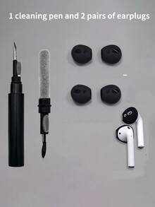4 buah Penutup Earbud Silikon Ultra Tipis Anti-Selip + 1 buah Sikat Pembersih Pena yang Kompatibel dengan Earbud Apple Generasi ke-1/ke-2, Kit Pembersih Multifungsi - MultiWarna - View 9