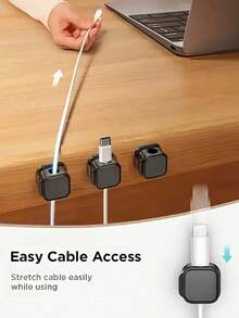 5/2/1pc Magnetic Cable Organizer - Black & White Cable Clips, Compact & Durable, Suitable For Desk/Wall Mount, Can Store Phone Cables, Chargers, Ideal For Tech Enthusiasts & Students, Includes Holder & Clips, No Drilling Needed, Universal Fit - Multicolor - View 4
