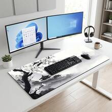 1pc Large Gaming Mouse Pad, Black And White Ink Wash Landscape Architecture Design, Traditional Chinese Style, Non-Slip Washable Rubber Base, Large Office Desk Accessory, Durable Stain-Resistant Gaming Mouse Pad, Fashionable Desktop Decor, Learning Supplies, Perfect Gift For Gamers - Multicolor - View 14