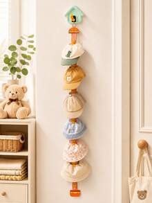 Hanging Hat Storage Strap With Clips, Wall-Mounted Hat Rack Closet Organizer, Space-Saving Hat Hooks Home Storage Accessories, Includes 1 Random Wall Hook - View 2