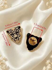 2pcs Leopard Print Shirt Buttons, Floral Sleeve Clips, Suitable For Dresses, Weddings, Formal Gowns, Fashion Accessories Gifts - Gold - View 3