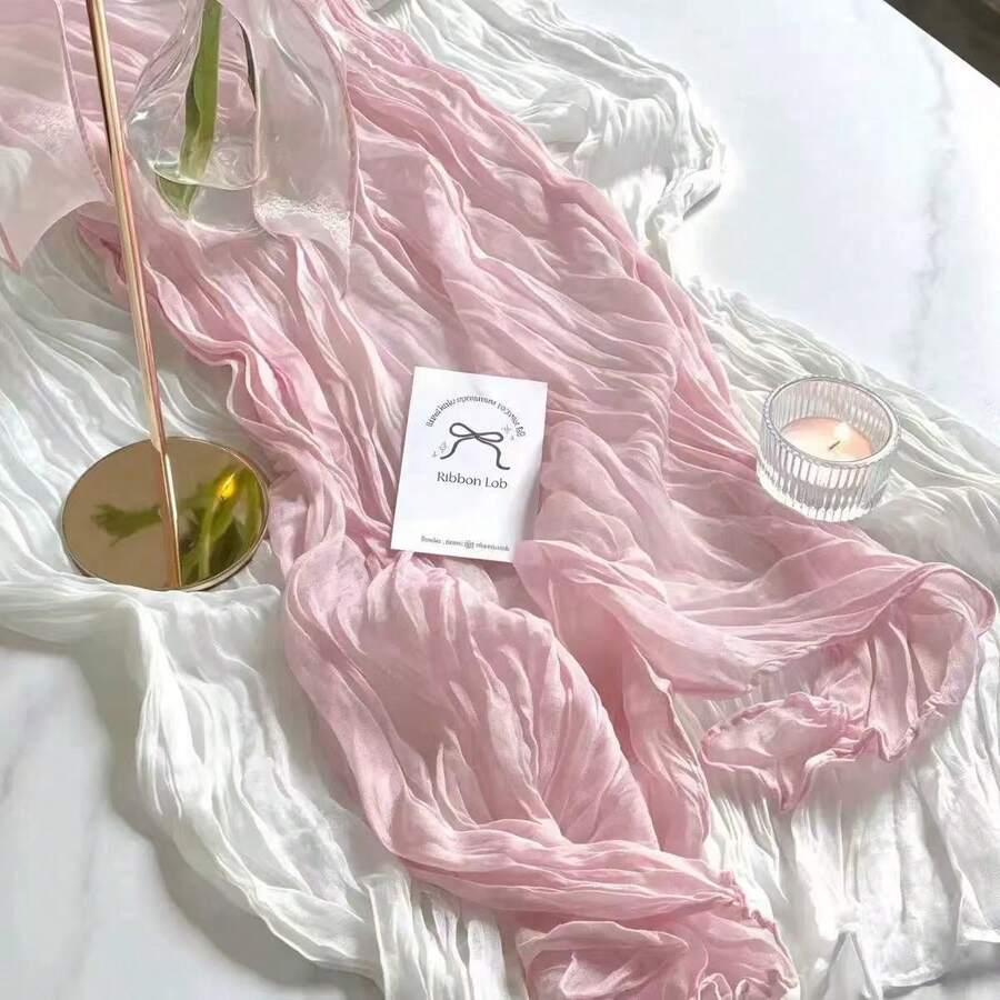 1pc/5pcs 90*180cm Solid Color Table Runner, Minimalist Polyester Table Liner Decoration, For Dining Table - Pink - View 1