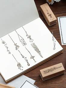 A Vintage Floral Wooden Stamp, Featuring Exquisite Flower And Plant Patterns, Perfect For Handmade DIY Scrapbooking Decorations, A Gift For Family. - Single Piece - View 10
