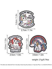 Set Pin Enamel Meme Unicorn Sarkastik Pelangi Manis Keren Kontras Kartun Lencana Kerah untuk Dekorasi Ransel Jaket - MultiWarna - View 3