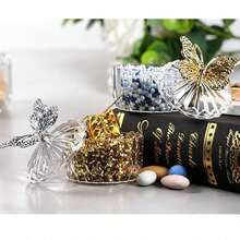1/4‑Pack Elegant Butterfly‑Shaped Gilded Candy Gift Boxes With Transparent Lid , Multi‑Occasion Packaging And Display Box For Candies And Desserts , Perfect Party Favor Container For Weddings Birthdays Gender Reveal Parties Holidays And Gatherings - Gold - View 4