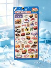 3D Crystal Embossed Stickers, Sushi And Classic Japanese Dancer Patterns, DIY Handmade Decoration Sealing Stickers, Suitable For Scrapbook Decoration - Multicolor - View 4