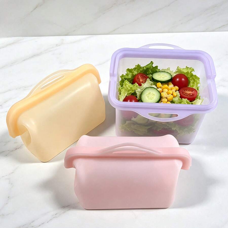 Silicone Food Storage Bags, Reusable, High-Temperature Resistant, Leak-Proof Upright Freezer Bags, Microwave And Dishwasher ,1000ml - Orange - View 1