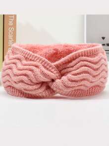 1PC New Fashion Thermal Lined Solid Color Warm Ear-Protective Wide Band Knitted Acrylic Headband Hair Accessory For Autumn/Winter Sports - As Shown - View 9