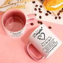 To My Daughter Inspirational Coffee Mug, Pink Interior Heart Butterfly Print Ceramic Cup, Sentimental Gift For Daughter, Ideal For Juice,Milk, Coffee- Perfect Birthday And Holiday Gift For Family,Gift For Him, Funny Mug - Multicolor - View 8